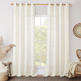 LAMIT cream linen curtains, two panels, 52x84 inches, diffuse natural light.