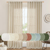 LAMIT light-filtering linen curtains 84in setup create a soft, inviting living room glow.