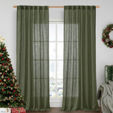 LAMIT olive green linen curtains 52x84 diffuse natural light for a cozy living space