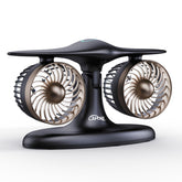 LAMJIE portable desk fan front view, aviation-inspired cooling and style.