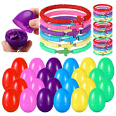 Landical 24-set Easter eggs with cross bracelets, ideal for festive egg hunts.