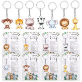 Landical safari animal keychains: durable acrylic keepsakes for baby showers.