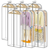 LANDNEOO six-pack clear garment bags, 60-inch flat view, easy visibility of contents.