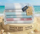 Lane Linen Beach Towels six-pack oversized for generous coverage and quick-dry comfort.