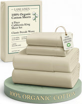 LANE LINEN cal king flat sheet with crisp percale for cool, breathable sleep