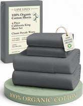 Lane Linen California King flat-sheet close-up shows hotel-quality percale softness.