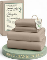 Lane Linen California King flat sheet on bed showing ample coverage and breathable comfort.