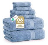 Lane Linen cerulean blue 6-piece towel set adds spa-like color and comfort to your bathroom.