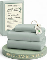 LANE LINEN flat sheet twin xl, crisp percale texture for hotel-like comfort