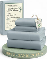 LANE LINEN full sheets flat sheet shows crisp percale texture for breathable comfort