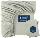 Lane Linen king fitted sheet mineral close-up of crisp percale weave for breathable comfort