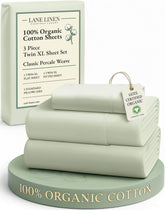 Lane Linen Mineral Twin XL flat sheet on bed with hotel-like softness.