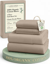 LANE LINEN organic cotton flat sheet taupe showing breathable, hotel-quality softness.