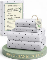 Lane Linen organic cotton sheets full set with crisp percale texture for hotel-like comfort