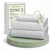 Lane Linen organic cotton twin flat sheet in haze grey with crisp percale texture for comfort