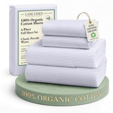 Lane Linen organic full sheet set front view highlights hotel-quality softness