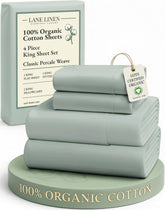 LANE LINEN organic sheets packaged in a reusable fabric bag for eco-friendly storage