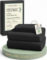 Lane Linen organic twin flat sheet with hotel-style crisp percale for luxurious feel.