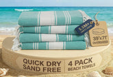 Lane Linen oversized beach towel 4-pack in hunter green, ideal for poolside lounging.