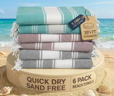 LANE LINEN pool towels six-pack, oversized for poolside lounging and sun protection.
