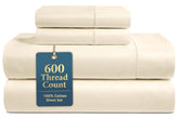 Lane Linen queen sheets 600TC ivory for silky sleep surface.