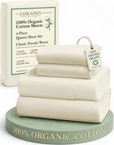 LANE LINEN queen flat sheet in organic cotton with percale weave for breathable comfort.