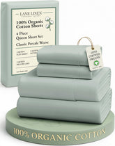 Lane Linen queen sheets percale close-up showing soft, breathable fabric texture