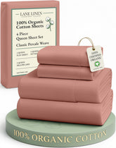 LANE LINEN queen sheets texture closeup shows breathable percale weave for cooling comfort