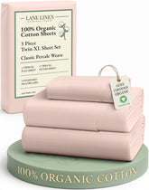 Lane Linen Sepia Rose flat twin-xl sheet with crisp percale for hotel-like comfort.