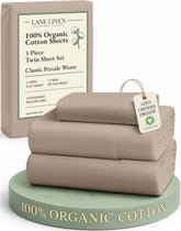 Lane Linen twin taupe flat sheet showing hotel-quality softness and breathable comfort.