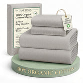 Lane Linen Snowdrop flat sheet for pure organic comfort and hotel-quality feel.