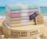 Lane Linen Turkish Towels set of six oversized towels offering beach comfort and quick-dry performance.