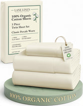 Lane Linen twin flat sheet shows breathable 100% organic cotton for hotel-style comfort.