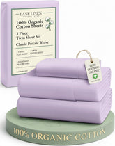 Lane Linen twin sheet set Orchid Petal front view emphasizes breathable percale comfort