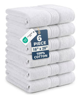 LANE LINEN white hand towels 16x28 pack six for everyday bathroom use and quick drying