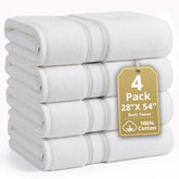 Lane Linen zero-twist bath towel 28x54 in white, ultra-soft and highly absorbent for daily use.