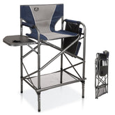 LANMOUNTAIN folding tall director chair with side table provides a stable makeup workspace.