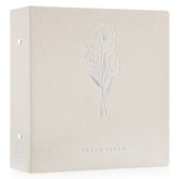 Lanpn photo album front cover with beige linen and silver stamping, high capacity for 1000 photos