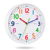 Lantoo silent kids wall clock front view with colorful numerals for easy learning