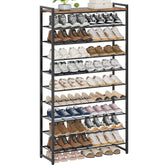 Larzonic 10-tier shoe rack side view highlighting tall storage for many shoes