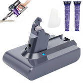 Lasica V6 replacement battery with filters showing extended runtime for Dyson V6