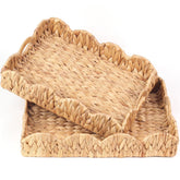 LASIDO scalloped water hyacinth tray for organizing magazines and remotes.