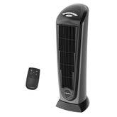 Lasko 1500W ceramic tower heater front view showing compact design for quick room warmth