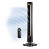 Lasko Pinnacle 40 inch tower fan front view showing the sleek profile for cool rooms.