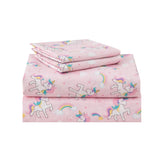 lasoftan kids sheet set twin pink unicorn pattern offers soft, cozy sleep.