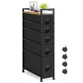 LASZOLA 5-drawer narrow dresser front view highlights compact space-saving design for small rooms.