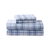 Laura Ashley flannel sheets queen flat sheet in Mulholland Plaid Blue, cozy warmth for all seasons