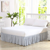 Laura Ashley queen bedskirt ticking stripe blue adds a polished finish and concealed storage.