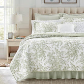 Laura Ashley Queen Quilt Set in Bedford Green, soft cotton texture for year-round comfort.