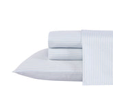 Laura Ashley Queen Sheet Set Ramona Blue sateen texture showing silky finish.